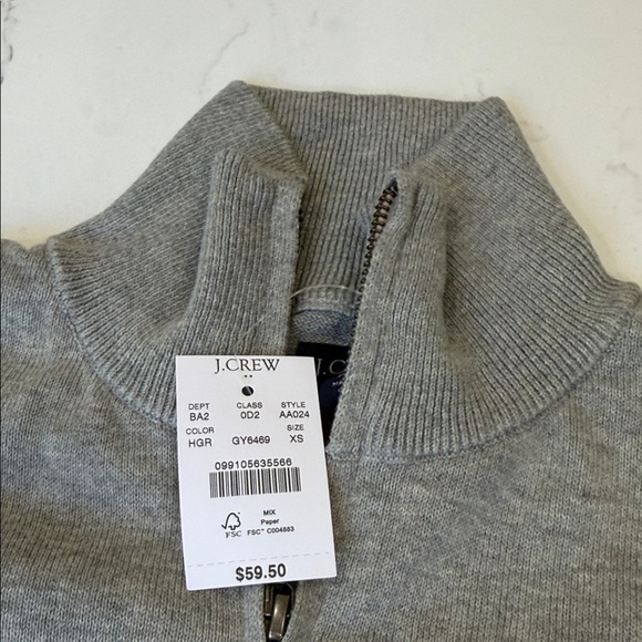 J. Crew Men's Zip Up Sweater in Light Gray - Picture 6 of 6